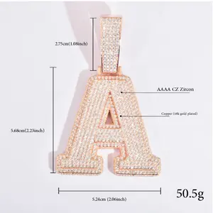 ICE WATER Large Letter zirconia Alphbet Pendant For DlY Hip Hop Couple Chain Necklace