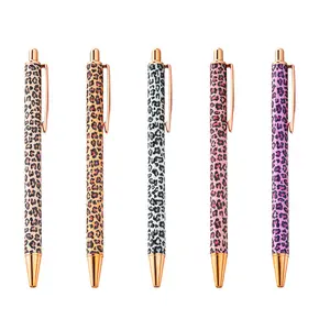 Cute Girl Leopard Print Gel Pens, Multi-Color Click Pens, Aesthetic Pens, 5 Pack/10 Pack, Ideal for Office and School Use, No Ca Prop 65 Warning