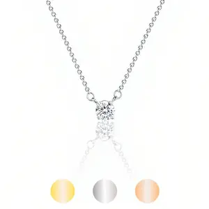 Tasiso 14K Gold Plated Crystal Solitaire 1.4 Carat 5.5mm Cubic Zirconia Dainty Choker Necklace for Women Elegant Subtle Jewelry