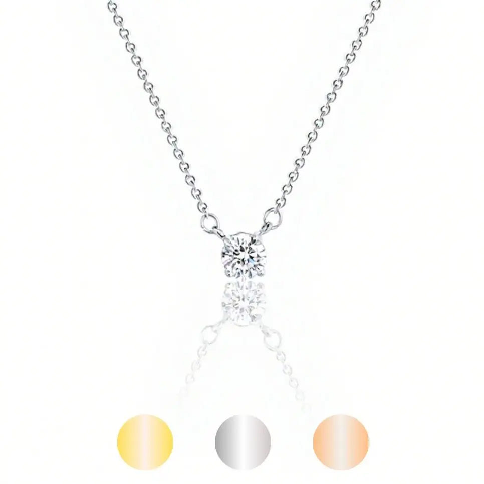 Tasiso 14K Gold Plated Crystal Solitaire 1.4 Carat 5.5mm Cubic Zirconia Dainty Choker Necklace for Women Elegant Subtle Jewelry