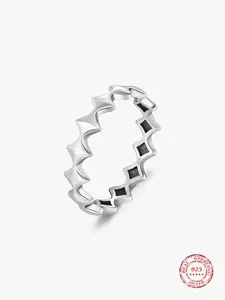 925 Sterling Silver Vintage Star Design Ring, Fashion Accessories for Women & Girls, Trendy All-match & Exquisite Jewelry for Birthday Gift