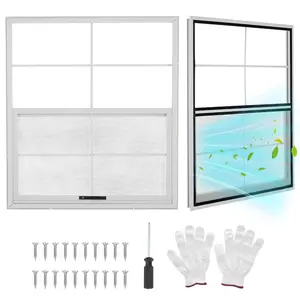 【GARVEE】2 Pack 24" x 27" Shed Windows with Tempered Glass and Fiberglass Screen, Sliding Household Windows with Screws for Shed, Chicken Coop, Playhouse, Garage, and Barns