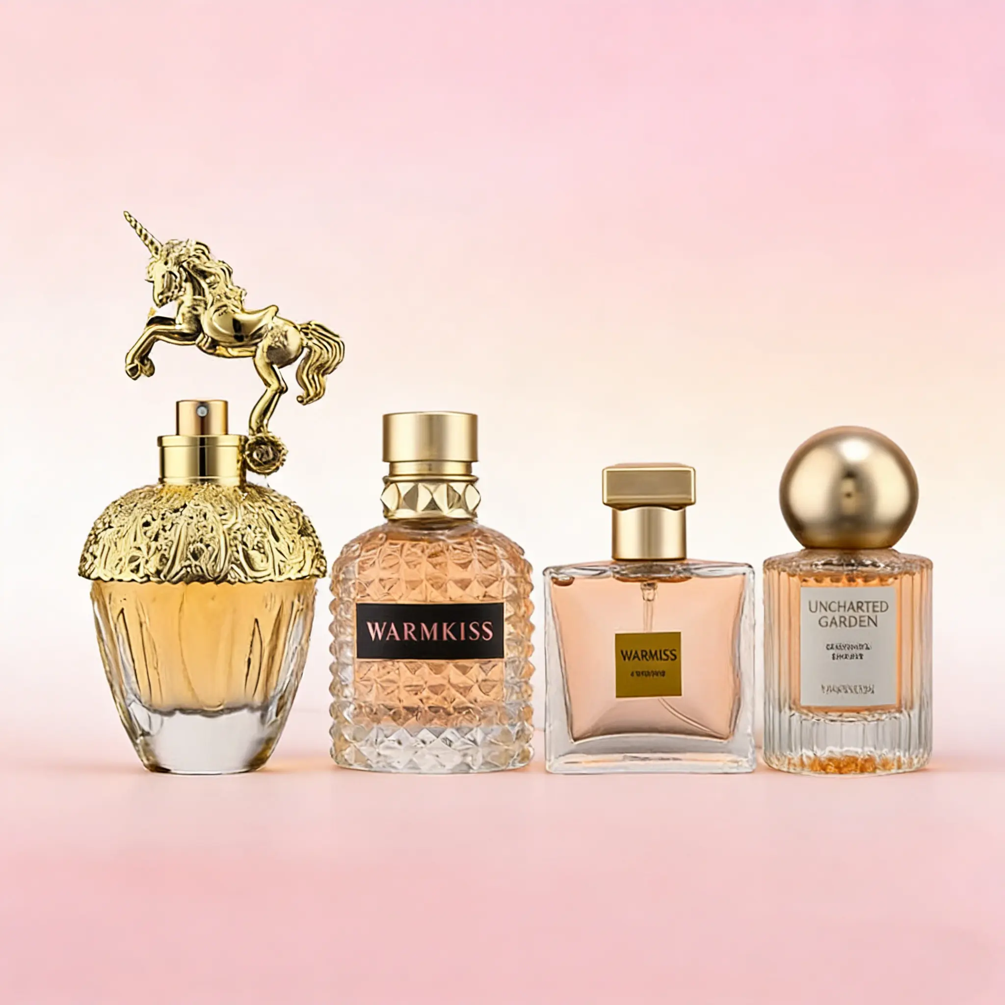 WARMKISS Enchanted Garden Perfume, 4-Piece Fragrance Sets for Adults, Eau de Parfum with Citrus Notes and Gold Unicorn Caps, Women, Smelling Good, Perfume Set, Liquid, Single Item, Luxury Perfume Gift Box