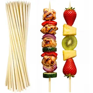Barbecue Skewers (50 Pack), 12 Inch   Skewers, 5 mm Wooden Skewers for Carmel BBQ  Candy  Semi Pointed  Sticks Barbecue Corn  Cake Pops