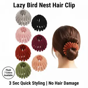 3-Second Lazy Bun Maker! Velvet Birds Nest Hair Clip – No-Slip, Tangle-Free & Perfect for Work or Date Night!