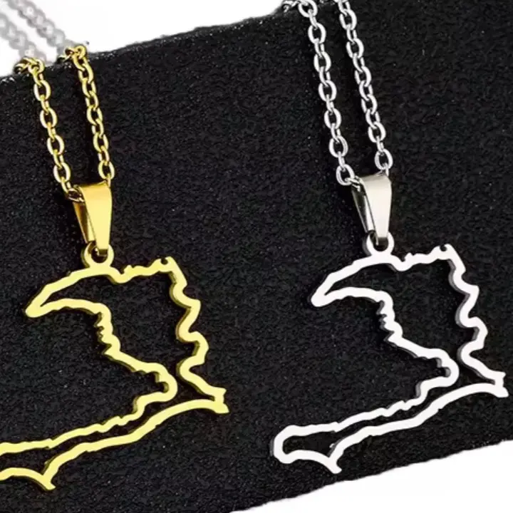 Haiti Unisex Stainless Steel Gold statement piece necklace