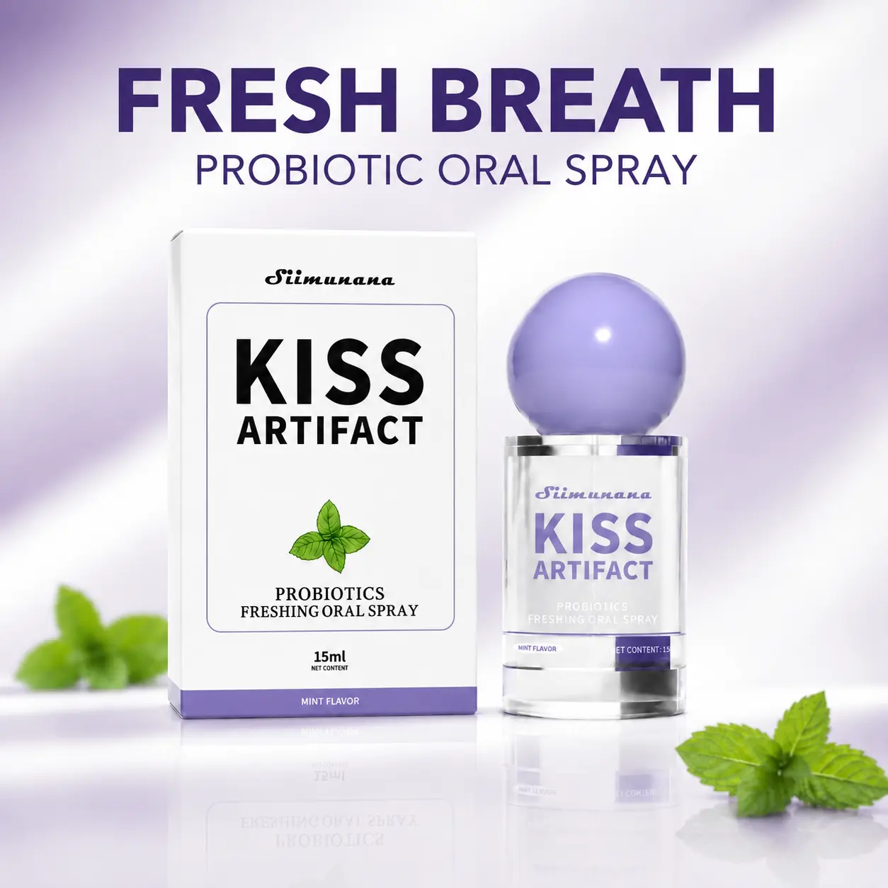Probiotic Oral Care Spray, 15ml Mint Breathspray for Long-Lasting Freshness and Bad Breath, Sugar-Free On-the-Go Solution, Probiotic Mouth Spray, Daily Oral Spray