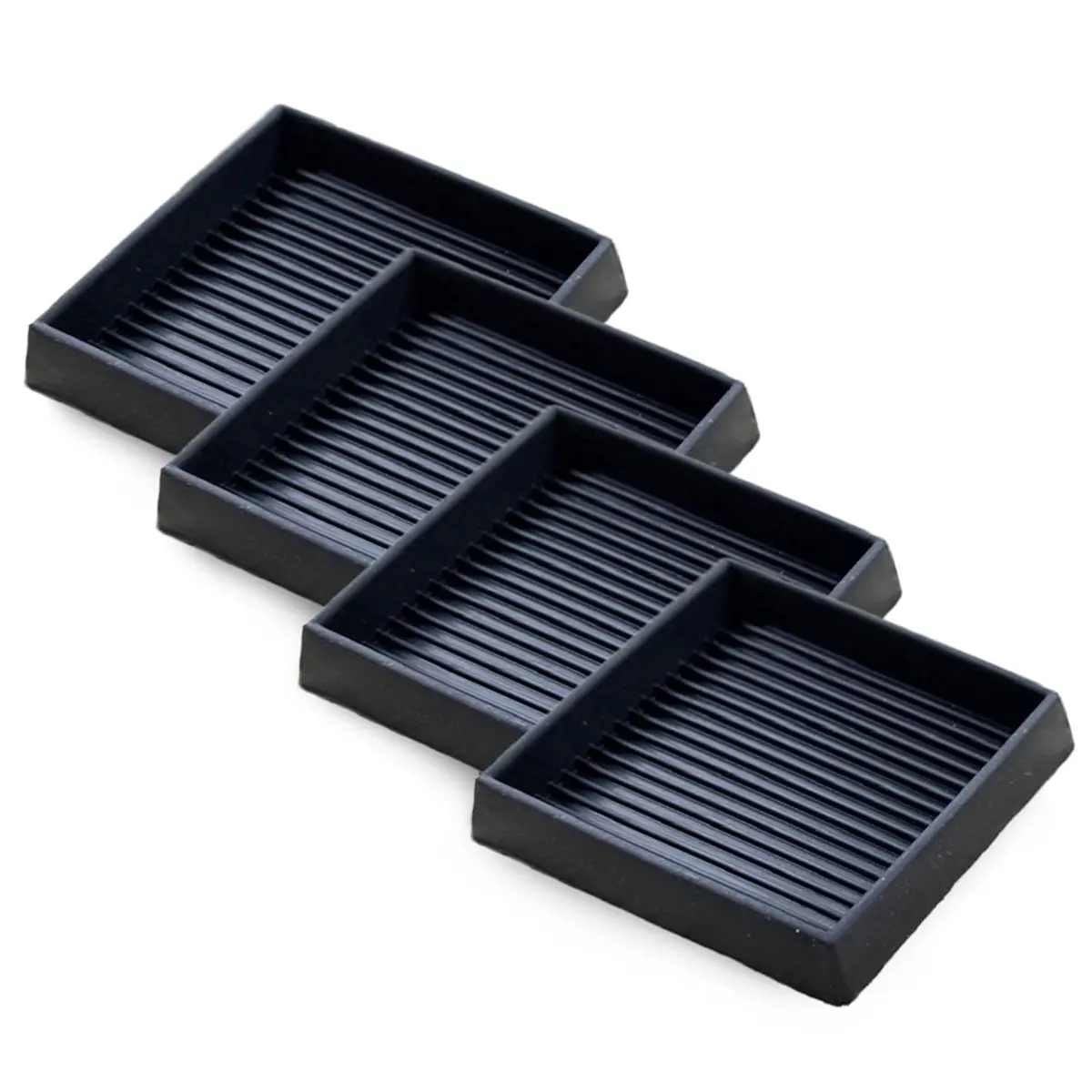 4Pcs 2.5x2.5in Square Anti-Slip Rubber Furniture Pads, Noise-Dampening Caster Cups Leg Coasters with Protective Guard for Heaviest Furniture Couch Chair Stoppers (Household Appliance Accessory), Square Shape, 4 Foot Pads