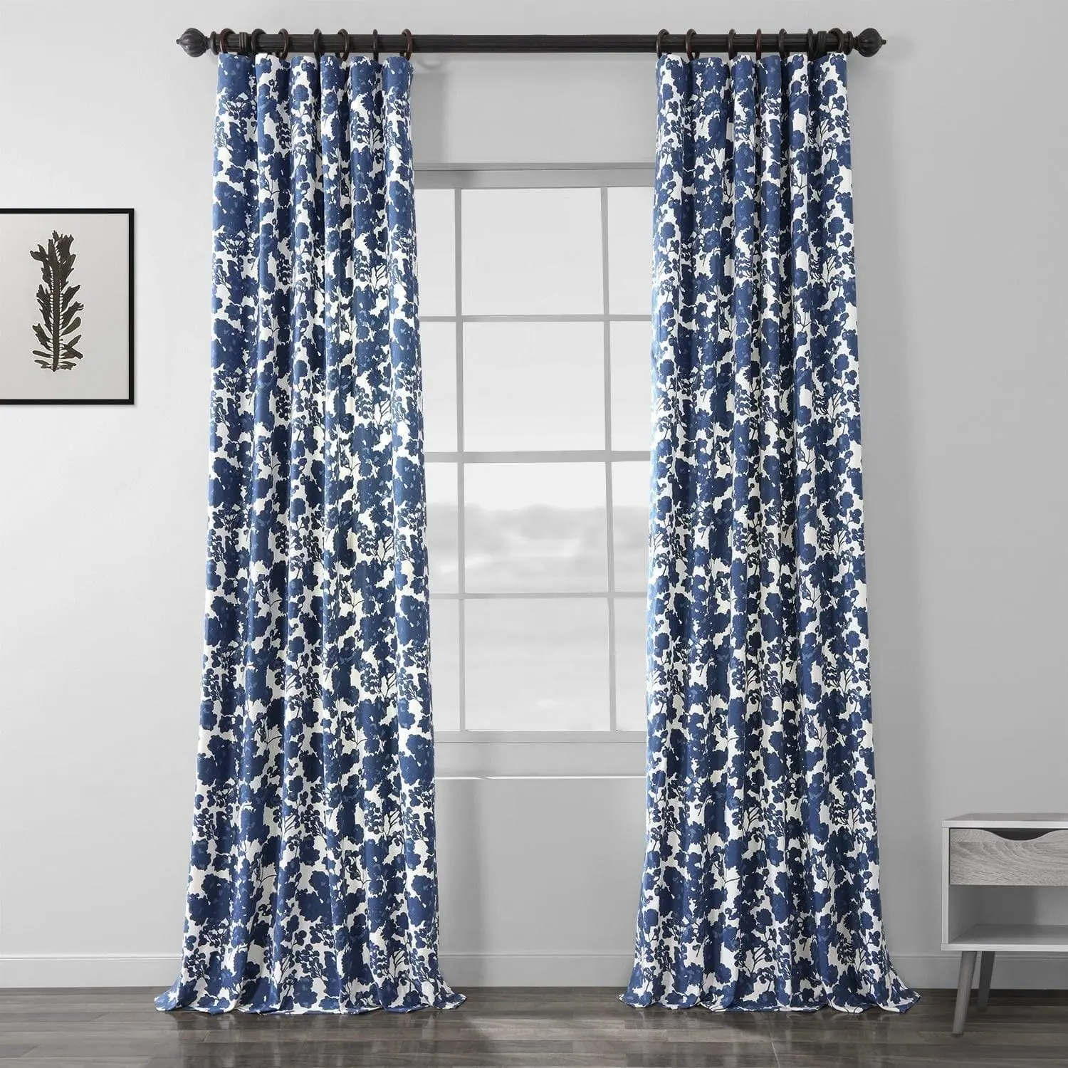 Half Price Drapes Fleur Floral Printed Cotton Room Darkening Curtain