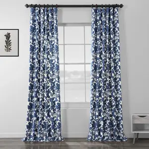 Half Price Drapes Fleur Floral Printed Cotton Room Darkening Curtain