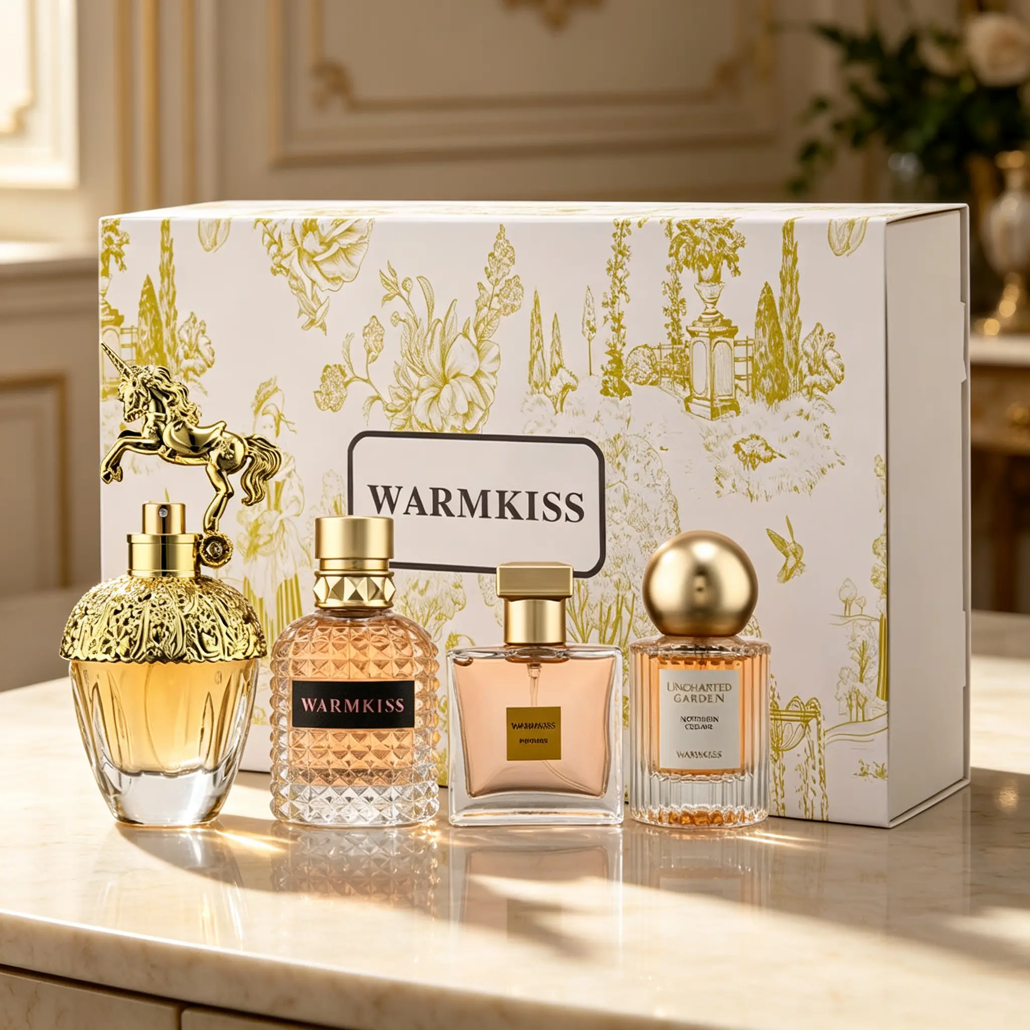 WARMKISS Women's 4-in-1 Fragrance Gift Box Set, 50ml+30ml*2+25ml Fruity Floral Fresh Scent Long-Lasting Mini Perfumes, Ideal Gift for Women with Unique Charm, 135Ml