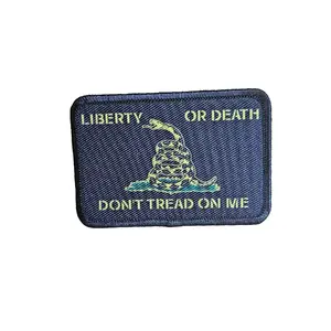 blacl liberty Gadsden flag don't tread on me 2"x3" morale patch with hook and loop backing