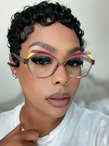 Women's Cat Eye Geometric Frame, Bohemian Summer Style, Anti-Blue Light, PC Material, Perfect for Daily Commute, Office, Reading, Fashion