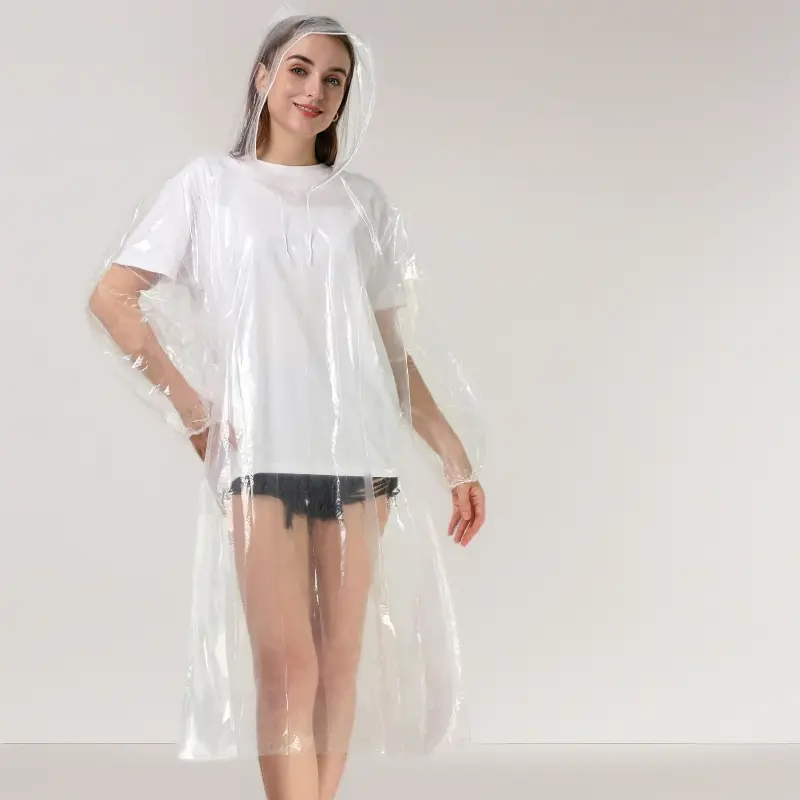 Disposable Rain Ponchos for Adults – Clear Poncho with Hood, Emergency Raincoats for Hiking, Camping & Travel