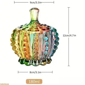 Glass Storage Jar with Lid - Multi-Color Crystal Textured Sealed Container, Elegant Transparent Home Organizer Canister for Fashion & Body Jewelry Storage