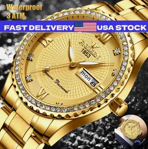 Waterproof Luxury Men Watch Gold Classic Stainless Steel Quartz Analog Business