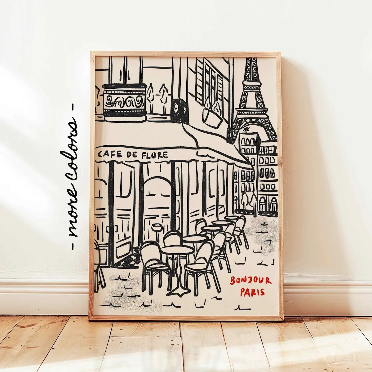 Paris France Poster, City Print, Retro French Cafe Wall Art, Europe Travel Minimalist Unframed Room Decor