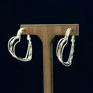 #31 legant Layered Heart Stud Earrings – Silver Tone Hypoallergenic Jewelry for Women | Amher Studio