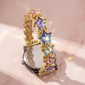 1 Pc Colorful Star Elastic Bracelet Watch Band 20/22mm, Spring Bar Connector, Compatible with Samsung, Huawei, Garmin, Not for QuickFit,and Fit Apple Watch 38mm-49mm Series 1-11, SE, Ultra 3/2/1, Ideal Holiday Gift (Watch Not Included)