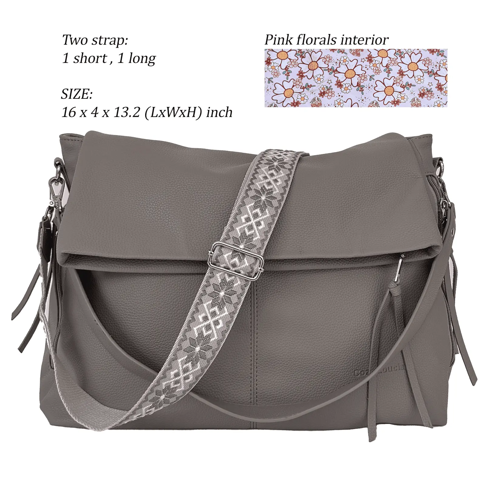Large Size Grey Pink Flower Lining 