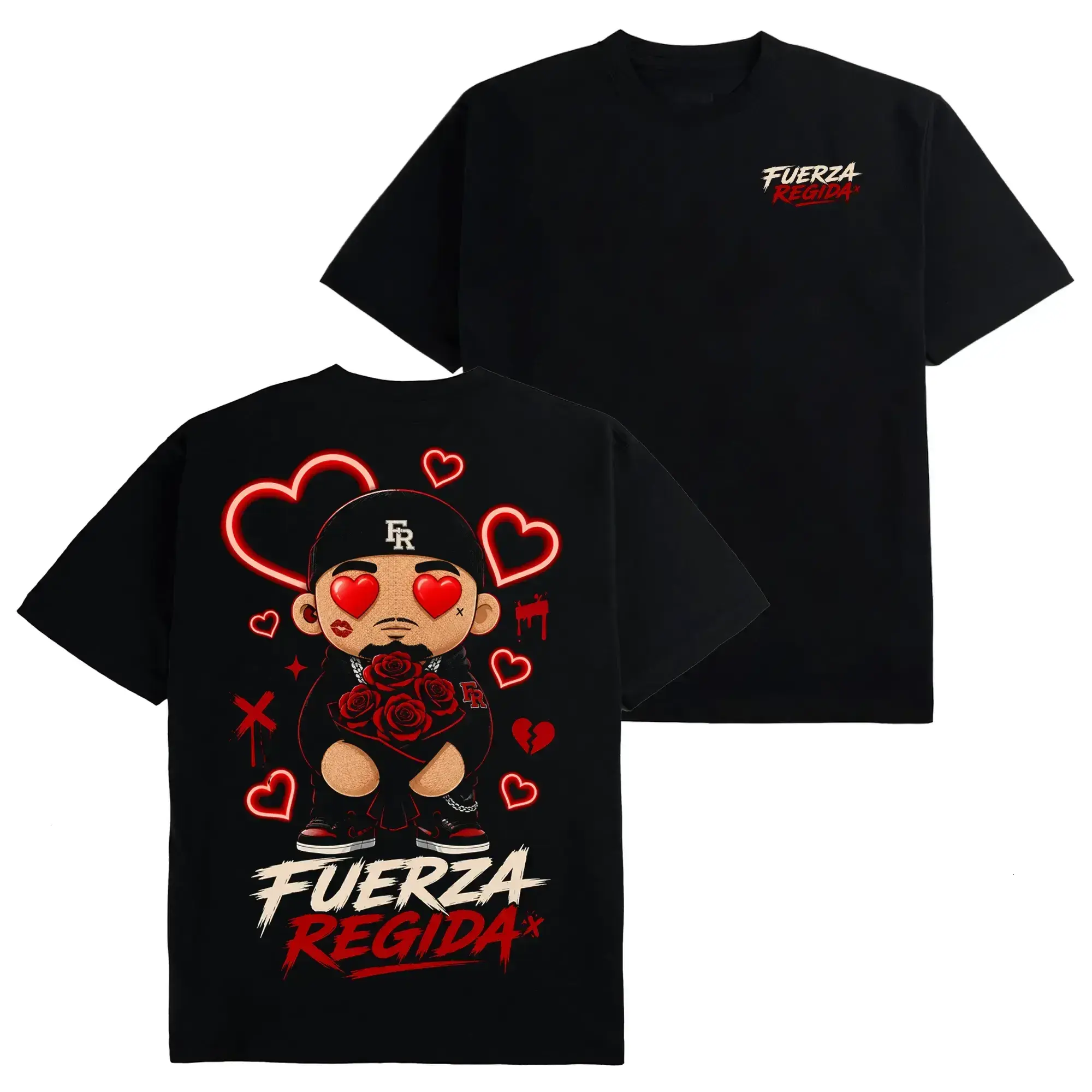 [Free Ship] Vintage Fuerza Regida I Love You #183 Graphic T-Shirt, Tatino Streetwear Fashion, Regional Mexicano Shirt, Fuerza Regida Merch, Menswear Top Y2K Mexico, Pepper Comfort Colors