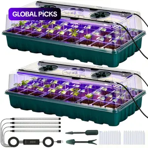 80 grid seed starter tray with growth light, two sets of seed germination kits, equipped with adjustable humidity hood, seedling starter tray with raised lid, 4 full spectrum LED light strips, Plant Growing Set #GLOBAL PICKS