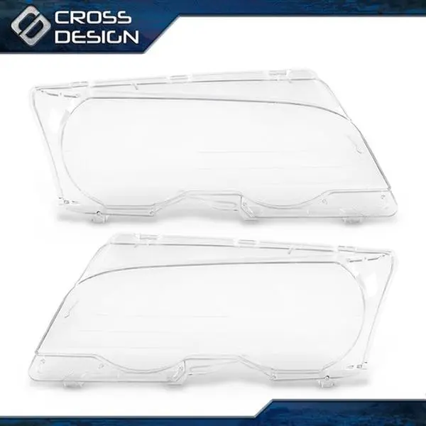 CROSSDESIGN Pair Headlight Headlamp Lens Cover For 1999-2003 BMW 3 Series E46 2DR Coupe