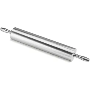 18 Inch Aluminum Rolling Pin, Extra Heavy Duty Commercial Dough Roller with Rotating Barrel and Handles, Silver