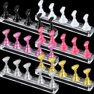 6 Sets Magnetic Nail Tip Display Holder Acrylic Nail Display Stand Nail Tip Practice Stand Nail Art Training Stand for DIY Manicure Fingernail Salon, 6 Colors springtok
