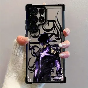 Anime Blooded Solo Boy Luxury Fashionable Ins Four Corner Airbag Anti-drop,Slip Phone Cases for Samsung Galaxy S25 S24 S23 S22 FE Ultra EDGE 4G 5G Matte Back Shockproof Cover,To Family,Boy,Girl,Friends,Man,Women As A Birthday Gift