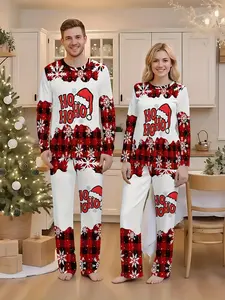 Long-sleeved and long pants home wear pajama set, round neck design, family gathering, Christmas gift, holiday pajama