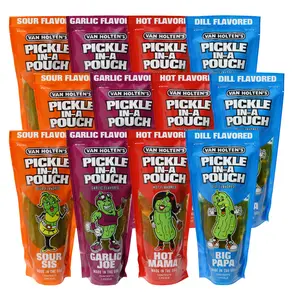 Van Holten's Pickles Charismatic Characters Pickle-In-A-Pouch Sampler 12 Pack Snacks Big Papa Hot Mama Sour Sis Garlic Joe Dill Garlic Hot Sour Flavors