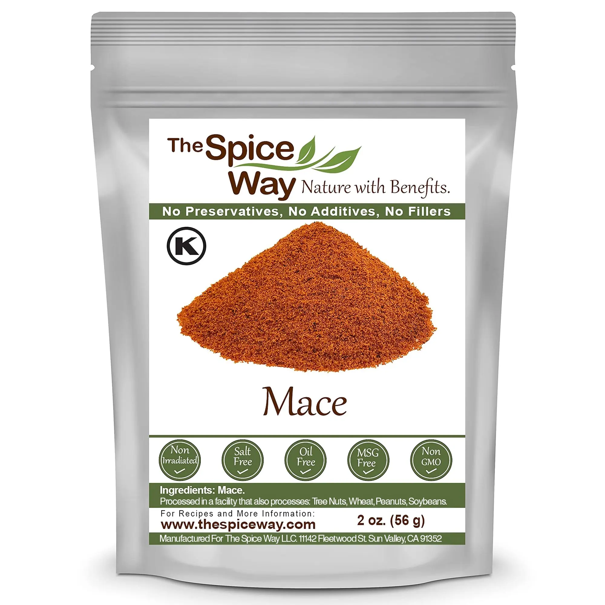 The Spice Way Pure Mace Ground -Resealable Bag - Non GMO, No Additives, Freshly Packed - Perfect for Savory Dishes & Baking
