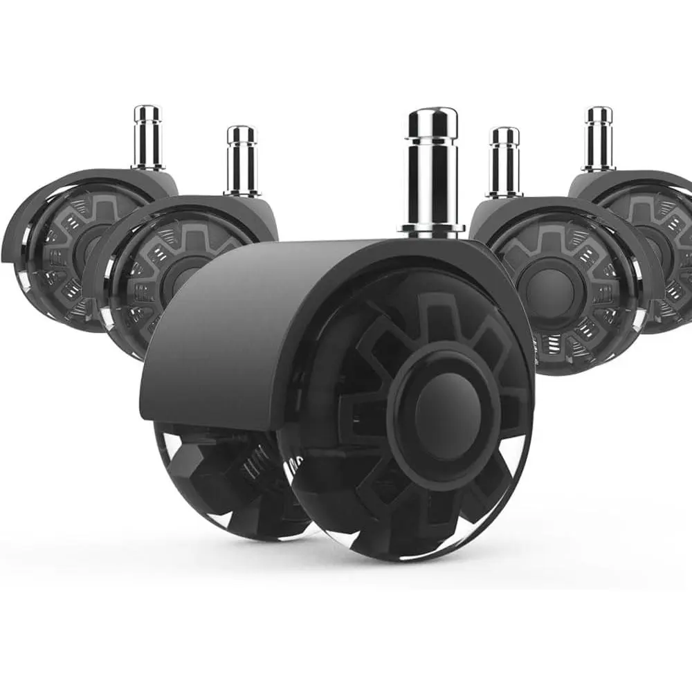 Office Chair Wheels Casters-Protection for Hardwood Floors and Carpet, Heavy Duty Silent Computer Chair Wheels with Standard Stem 7/16* 7/8(11mm*22mm),Office Furniture Casters Set of 5(Black)