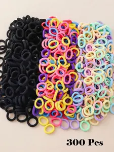 300pcs-Set-Colorful-Basic-Hair-Ties-Elastics-Scrunchies-For-Girls-Ponytail-Holders-Damage-Free-Hair-Accessories-For-Daily-Use-Elastic Hair Accessory