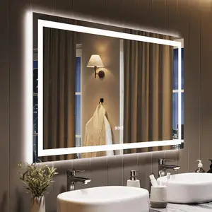 Garvee 45x30 LED Bathroom Mirror with Lights, Dimmable, Anti-Fog, Backlit + Front Lit, Lighted Bathroom Vanity Mirror for Wall, Memory Function, Shatter-Proof (Horizontal/Vertical)