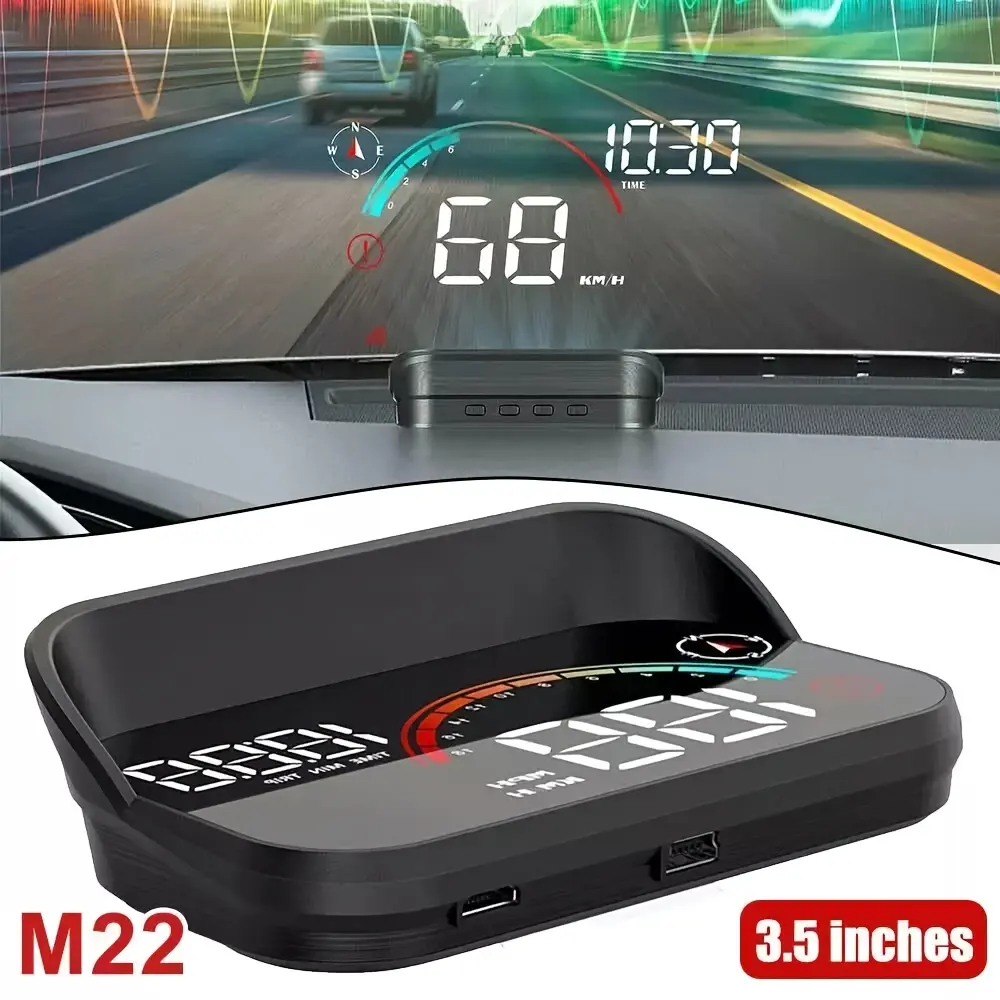 Windshield Head Up Display Digital Speedometer Projector with Compass Overspeed Alarm Mileage Per Trip Auto Brightness Compass Direction HUD Speed Meter Gadgets for Car All Vehicles USB Plug and Play