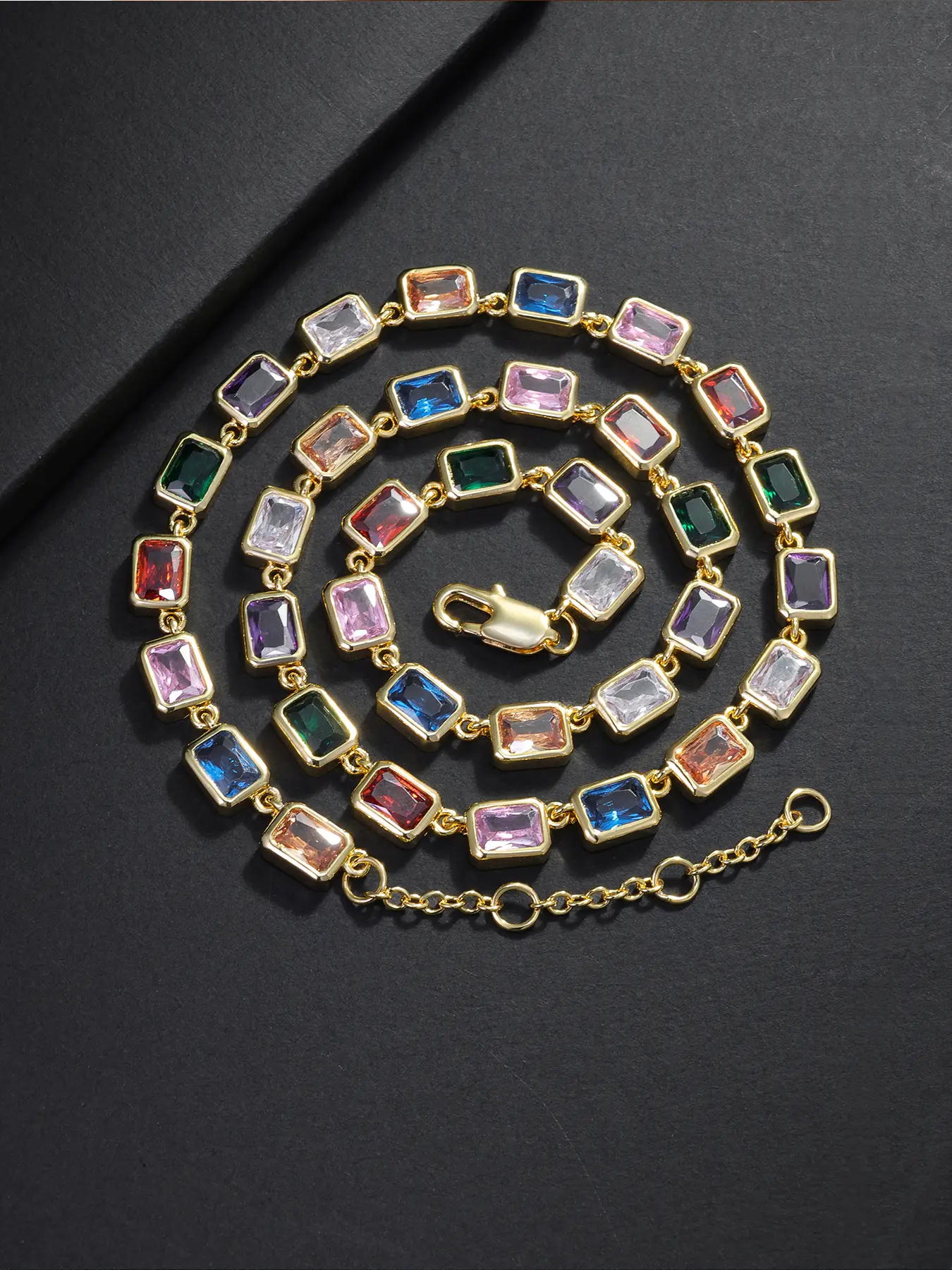 ICED CHICS 1 piece of colored cube sugar zircon jewelry necklace, suitable for both men and women, made of copper inlaid zircon material, suitable for important occasions to enhance your temperament, hip-hop casual style, Jewelry Gifts