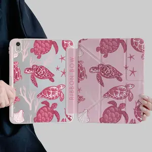 Double-Sided Sea Turtle Pattern Tri-Fold & Y-Fold iPad Case, Built-in Pencil Holder, Auto Sleep/Wake, Adjustable Stand, Compatible with iPad 10th/11th Gen, A16, 10.2", iPad Pro 11" (2020/2021/10th), iPad Air 11", 2025 & Samsung Tab S9 FE+ 12.4"series,