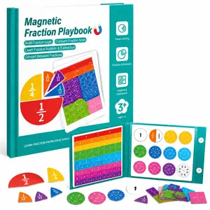 Magnetic Fraction Educational Puzzle Set — Includes a magnetic fraction demonstration board, fraction tiles, and fraction circles; a Montessori-style fraction teaching aid designed for elementary school students; a hands-on math learning toy for children.