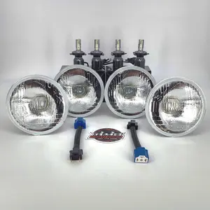 RMS3301M2S - 5.75 (Gen1) Small Round Headlight Conversion Kit with 10,000 LM H4 LED Bulbs & Harness Adapters