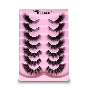 Natural False Eyelashes Set, 7 Pairs Thin Dense Lightweight Styles, Daily Wear Lashes 18-19mm, Non-Toxic Solid Form, Environmental Friendly Cosmetic Makeup Accessory
