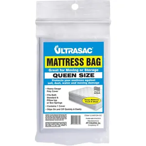 High Performance Queen Size Mattress 2.0 MIL Clear Cover Waterproof Bags - 70" x 92" - Pack of 1 for Moving, Storage & Commercial Use