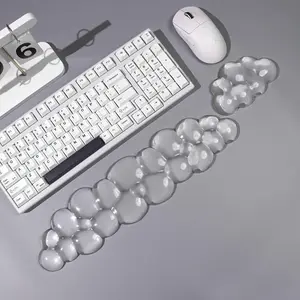 Cloud  Gel Keyboard and  Wrist Rest Set - White Clear Wrist Rest for Keyboard 60%/68%/75%, Comfort & Support for Typing and Gaming (Cloud)