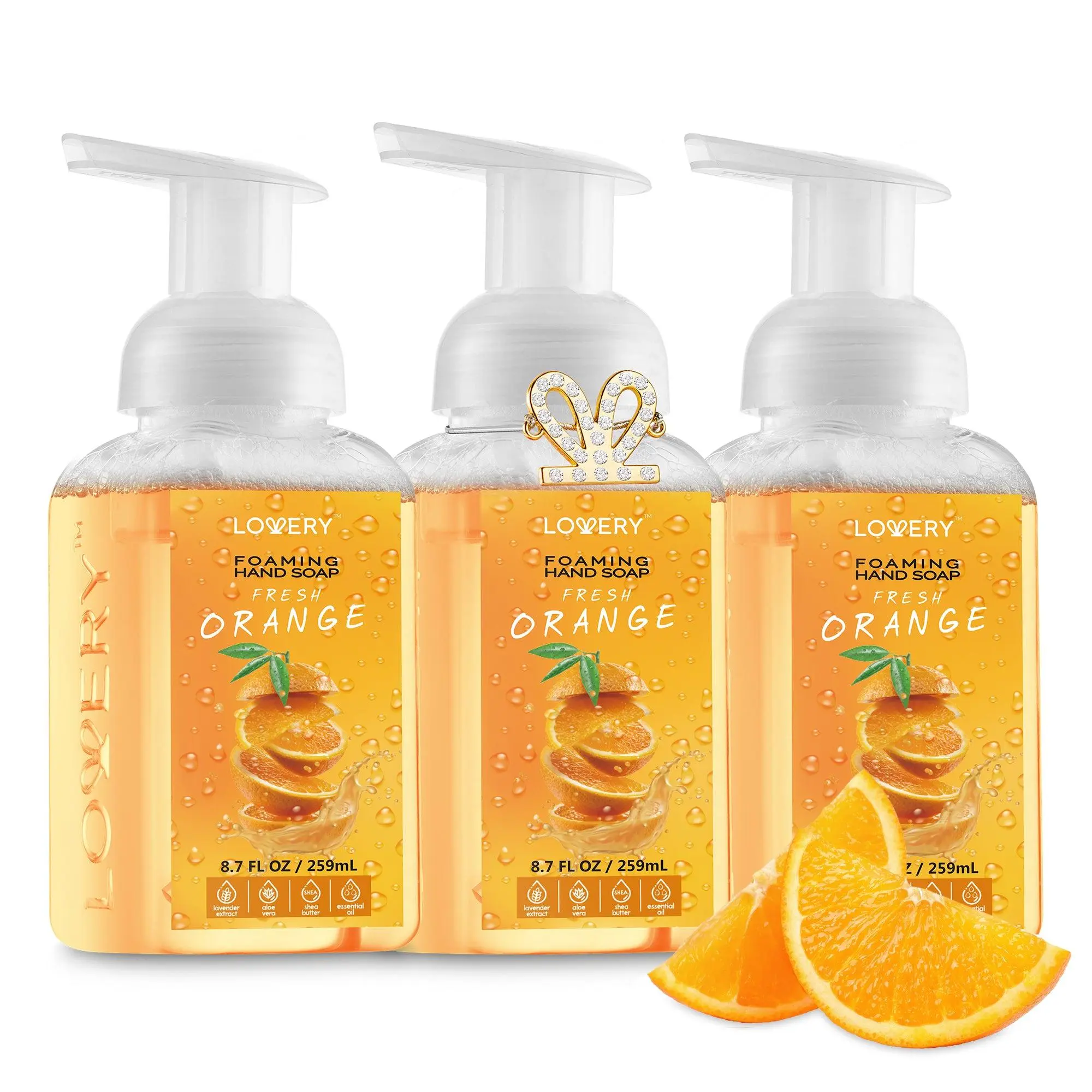 LOVERY Orange Foaming Hand Soap - Pack of 3 - Hydrating Formula for Daily Use
