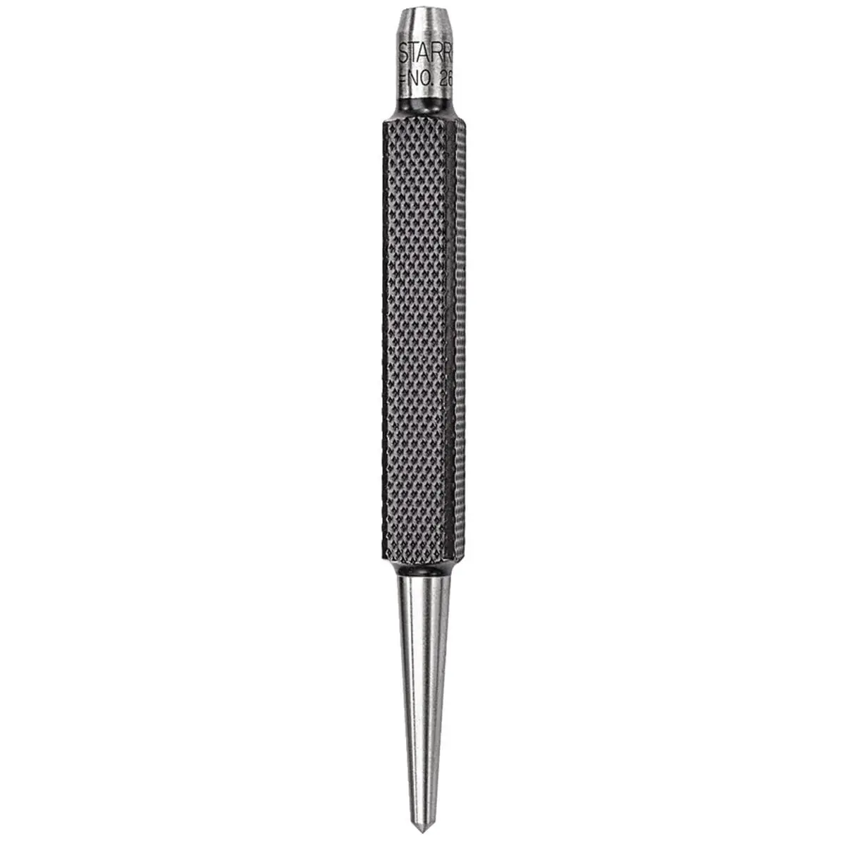 Starrett Steel 4-in Single Punch, Square Shank, Knurled Grip, 1/8" Tapered Hardened Point, Accurate Centering, Carpentry Tools for Office Hand Tool Applications, Hand Tools