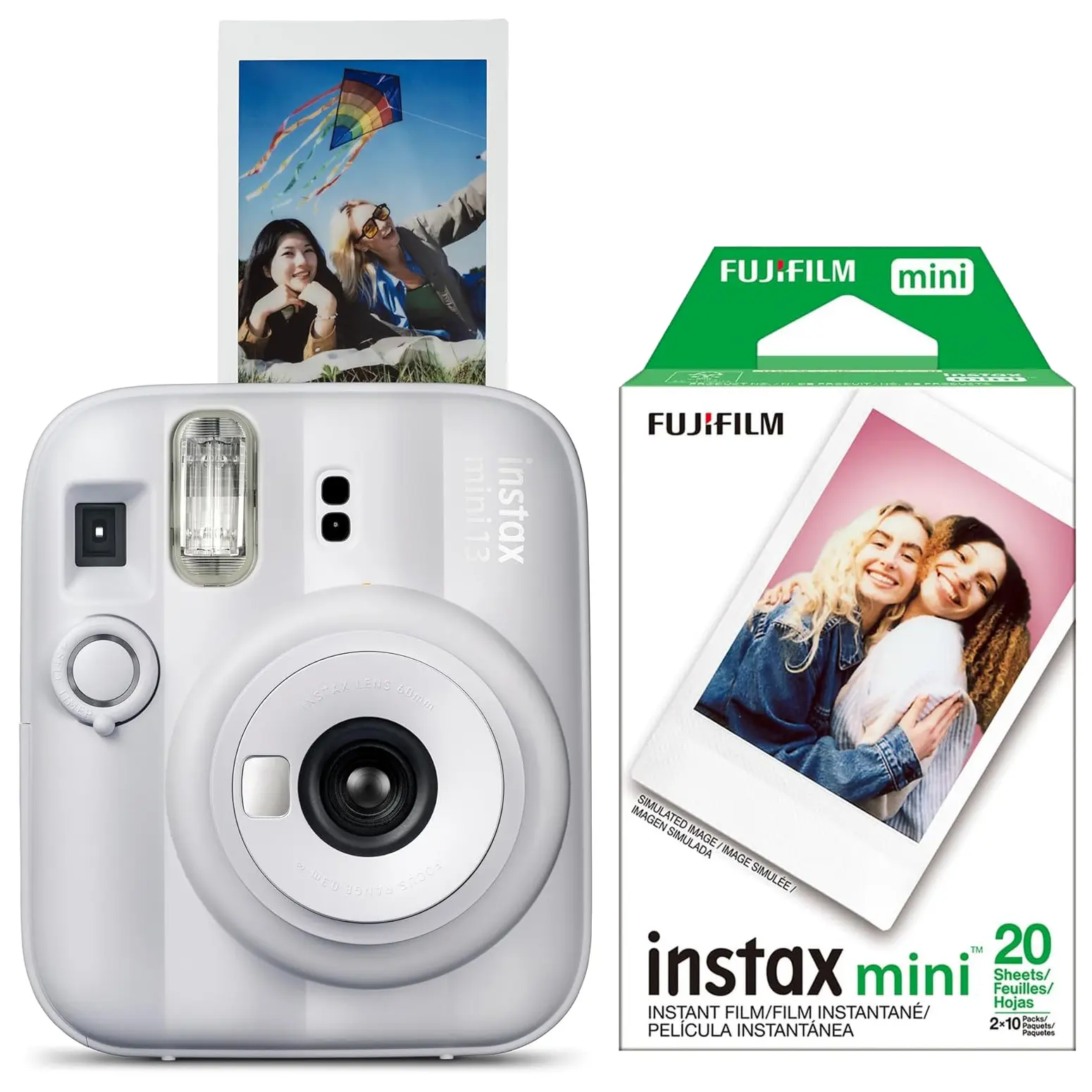 Fujifilm Instax Mini 13 Instant Film Camera with 20 Count Film Pack - Clay White