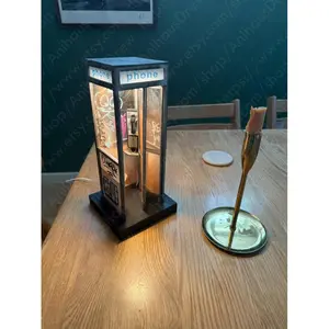 Vintage Phone Booth Table Lamp, Retro Mini Telephone Booth Night Light with LED, Nostalgic Home Decor for Desk & Bedroom, Unique Gift for Retro Lovers