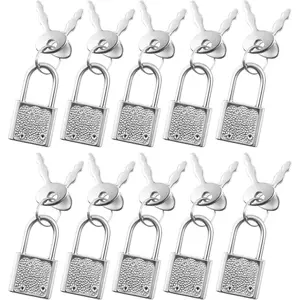 Swiilpo 10 PCS Suitcase Locks with Keys, Luggage Locks Silver Padlock with Key Metal Padlock with Key Mini Travel Lock Backpack Lock for Jewelry Boxes Decor Backpack TravelQuesear
