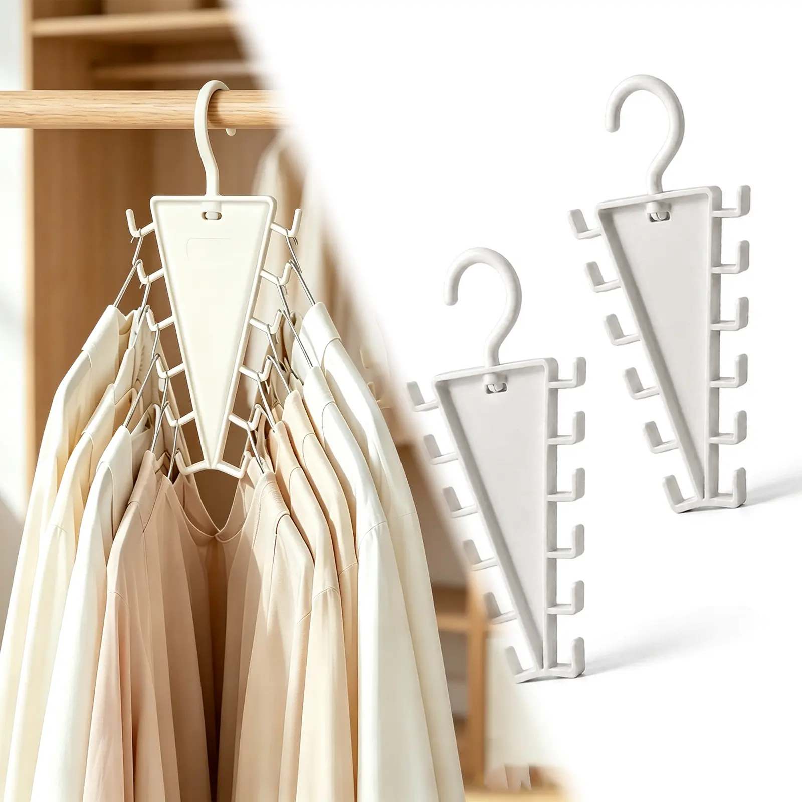 360° Rotatable V-Shape Double Sided Clothes Rack, Vertical Garment Storage Organizer with 12 Hooks, Space Saving Coat Hanger Stand for Closet, Bedroom, Entryway & Dorm Room